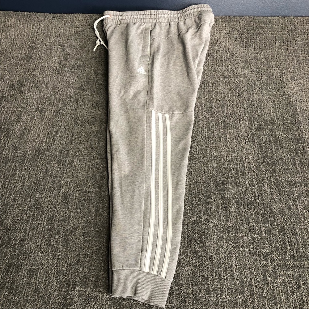 Adidas Heather Gray Sweatpants with White Accents